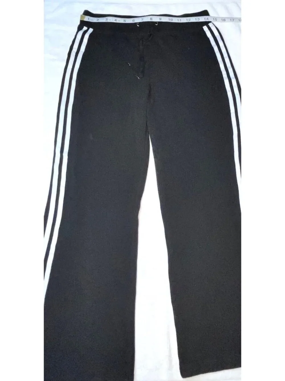 Black GW Sport Track Pants With White Stripes Large Flare Leg